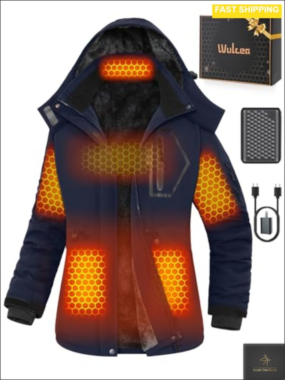 Graphene Heated Jacket Women 12V 18400mAh Water Repellent Winter Coat